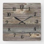 beautiful authentic looking wood horizontal print square wall clock