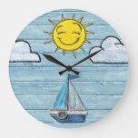 large wall clock driftwood beach design
