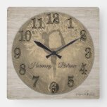 nature yoga tree of life square wall clock