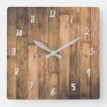 rustic barn wooden wood planks farmhouse square wall clock