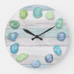 sea glass beach driftwood large clock