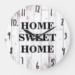 shabby chic white wood rustic farmhouse kitchen large clock