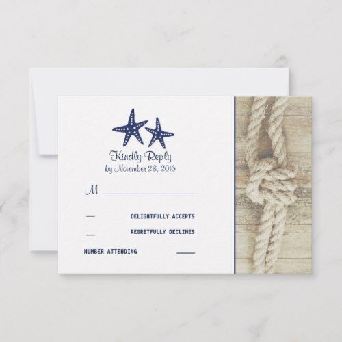 Beach Driftwood Rustic Nautical Wedding RSVP Cards