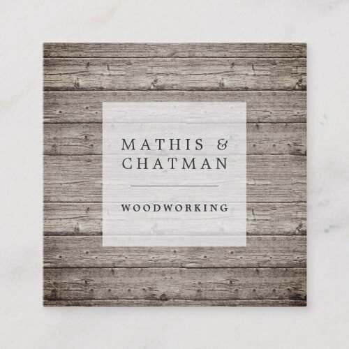 Distressed Vintage Reclaimed Wood Square Business Card