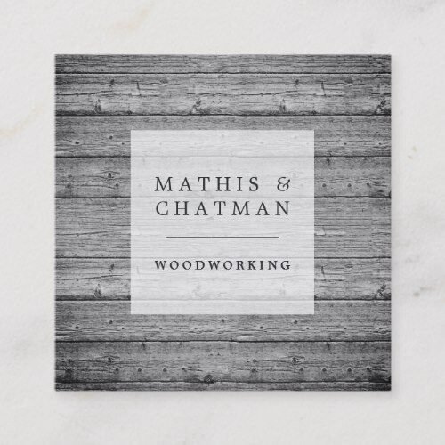 Silver Gray Vintage Reclaimed Wood Square Business Card