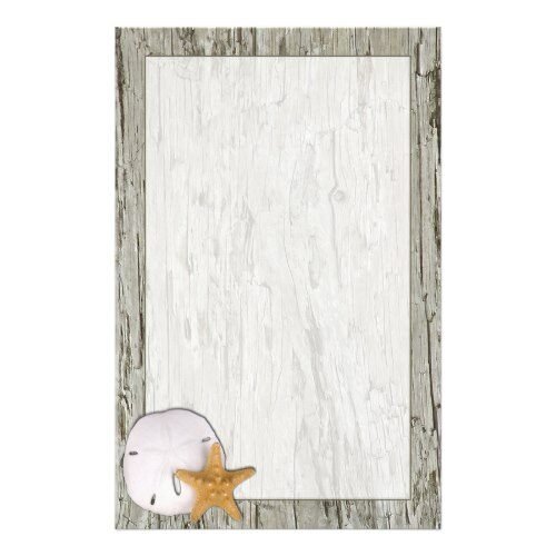 Driftwood Frame With Sand Dollar and Starfish Stationery
