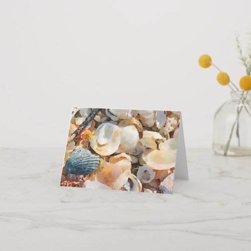 Sea shells and Driftwood on Beach Sand Card