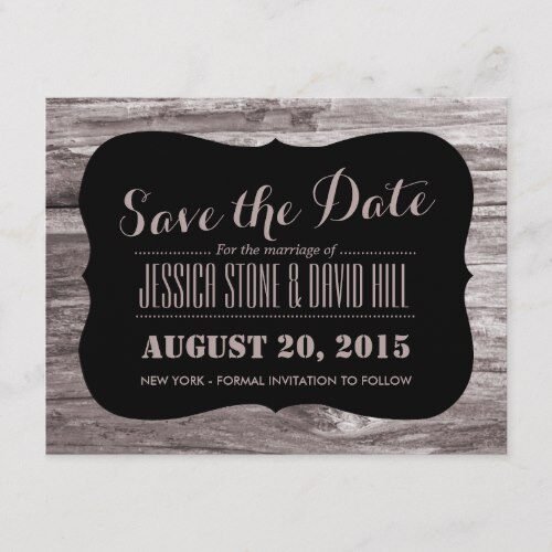Rustic Wood Background Save the Date Announcement Postcard