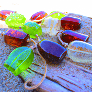 vintage glass grapes on driftwood
