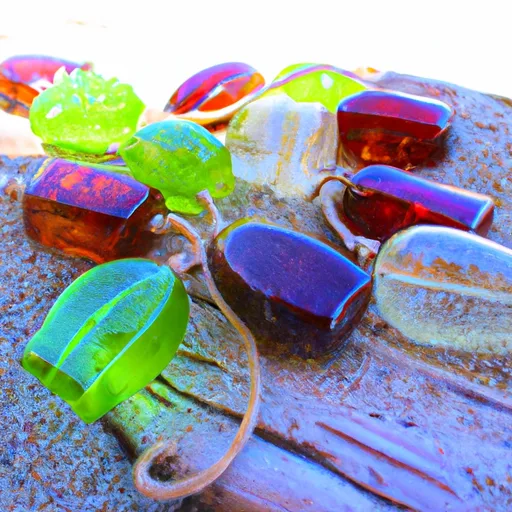 vintage glass grapes on driftwood