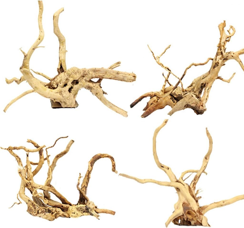 Tfwadmx Aquarium Driftwood Natural Wood Reptile Branch Fish Tank Tree Plant Stump Ornament Decor 4 PCS