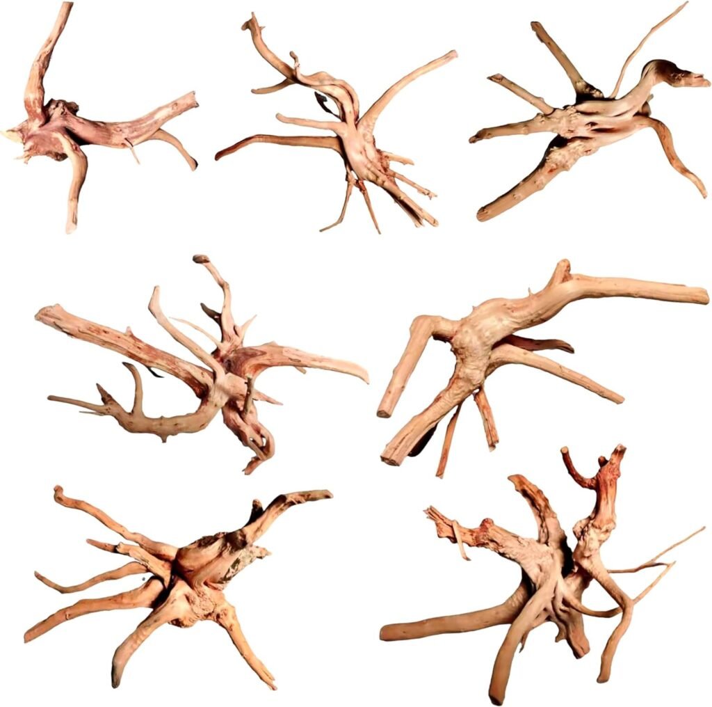 WDEFUN Driftwood for Aquarium Decor Natural Spider Wood Branches for Fish Tank Decorations 4-8 inch Pack of 7