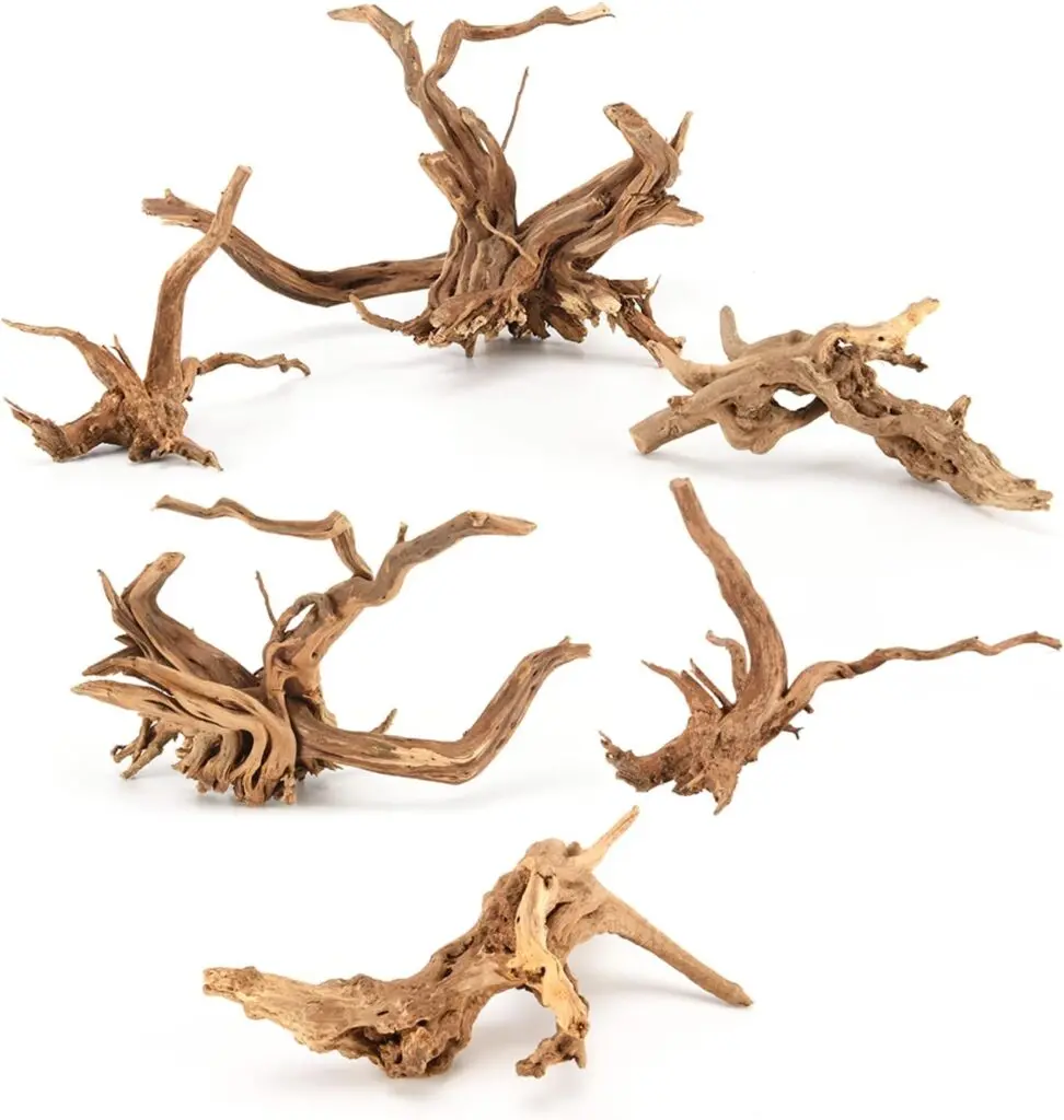 Hamiledyi 6 Pack Aquarium Driftwood Natural Spider Wood Branches Reptiles Aquarium Fish Tank Decoration Assorted(6 inch-8 inch)