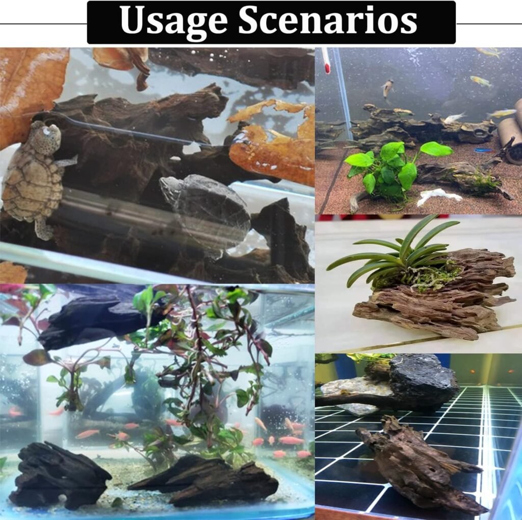 PINVNBY Natural Driftwood for Aquarium Decor Large Sinkable Reptile Wood Branches Fish Tank Log Habitat Ornament Terrarium Decoration Assorted(6 PCS) PINVNBY Natural Driftwood for Aquarium Decor Large Sinkable Reptile Wood Branches Fish Tank Log Habitat Ornament Terrarium Decoration Assorted(6 PCS)
