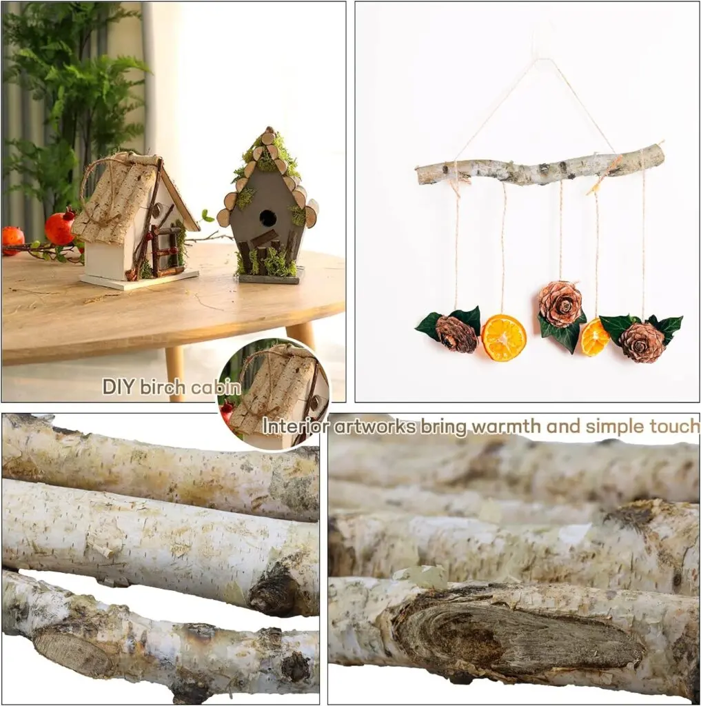 Uplama 6Pack Small Birch Logs for Fireplace Unfinished Wood Crafts DIY Home Decorative Burning,Fireplace Log Set (0.78-1.18 Dia. x 12 Long)