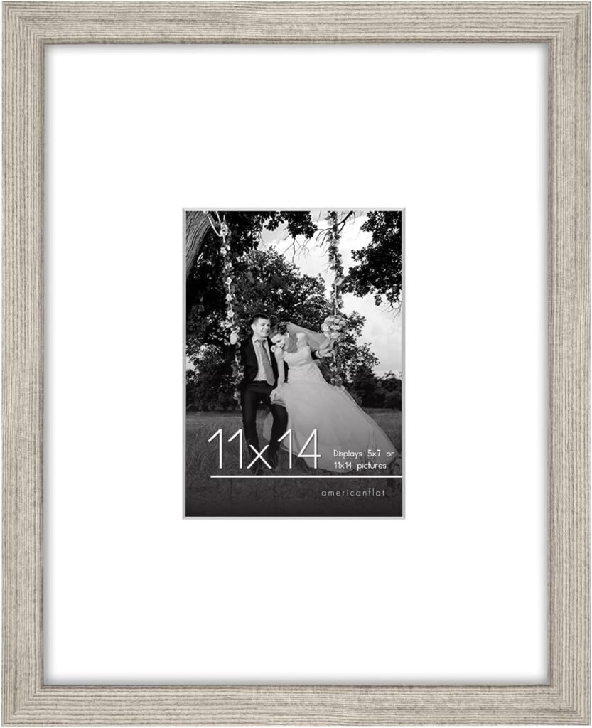 Americanflat 11x14 Picture Frame in Driftwood - Use as 5x7 Frame with Mat or 11x14 Frame Without Mat - Engineered Wood with Shatter Resistant Glass, and Includes Hanging Hardware for Wall Americanflat 11x14 Picture Frame in Driftwood - Use as 5x7 Frame with Mat or 11x14 Frame Without Mat - Engineered Wood with Shatter Resistant Glass, and Includes Hanging Hardware for Wall