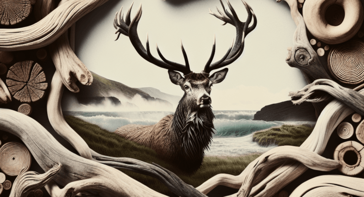 driftwood european deer mount