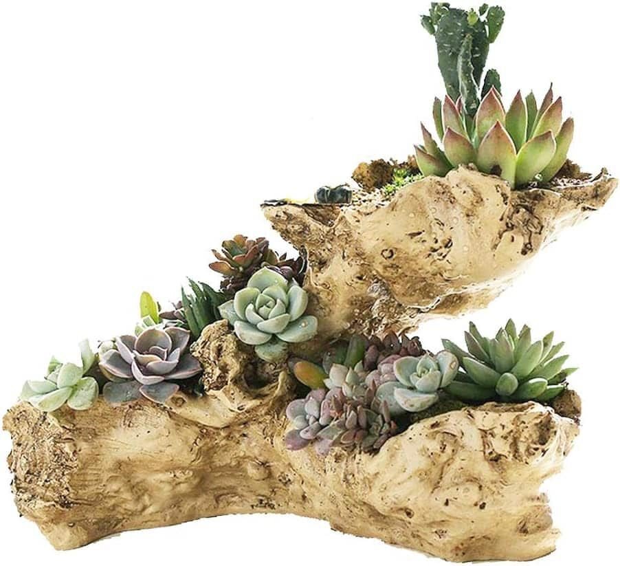 Faux Driftwood Planter Sculpture Multilayer Log Planter Artificial Tree Root Stump Style Flower Pot IndoorOutdoor Planter (Multilayer) Faux Driftwood Planter Sculpture Multilayer Log Planter Artificial Tree Root Stump Style Flower Pot IndoorOutdoor Planter (Multilayer)