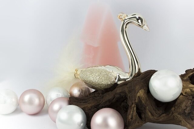 christmas ornament, swan, glass