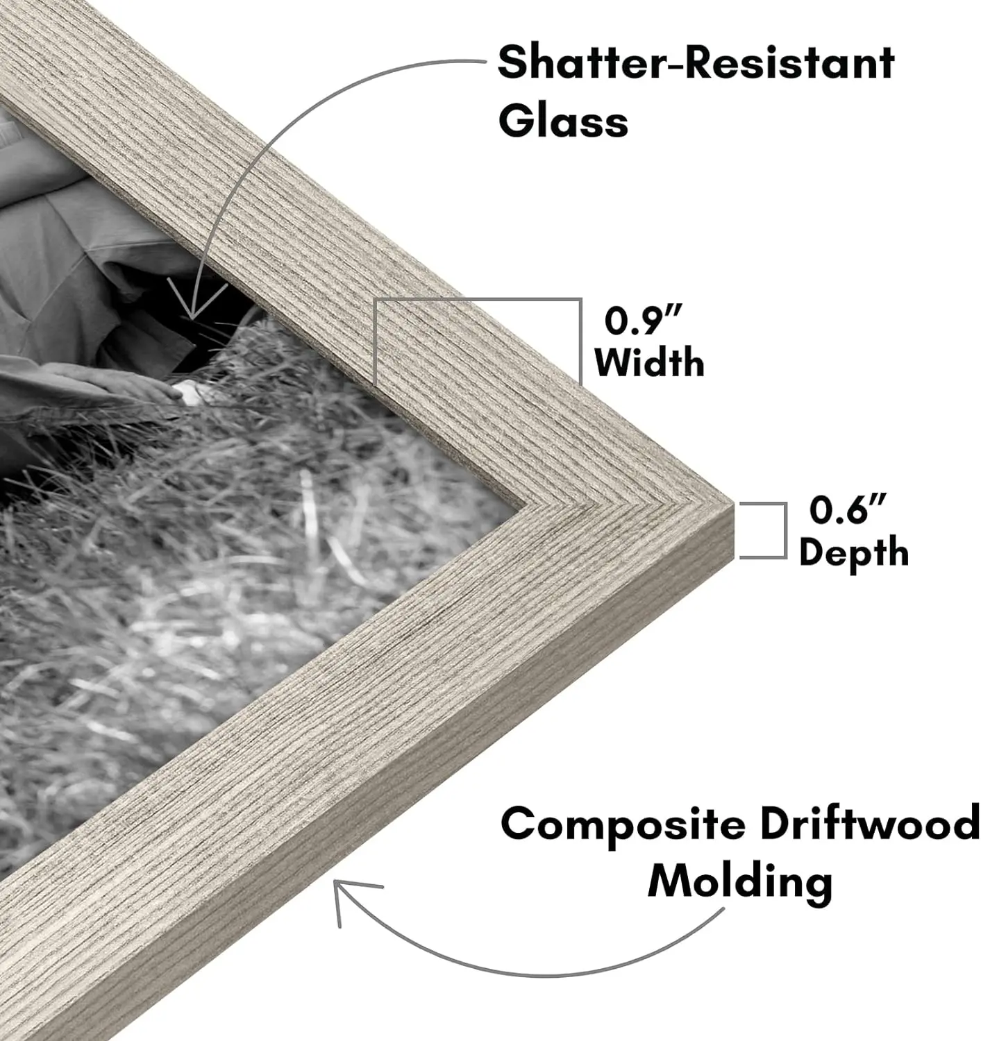 Americanflat 10 Piece Driftwood Picture Frames Collage Wall Decor - Gallery Wall Frame Set with Two 8x10, Four 5x7, and Four 4x6 Frames, Shatter Resistant Glass, Hanging Hardware, and Easel Included