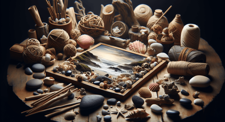 compilation of crafts using rocks driftwood and shells 4