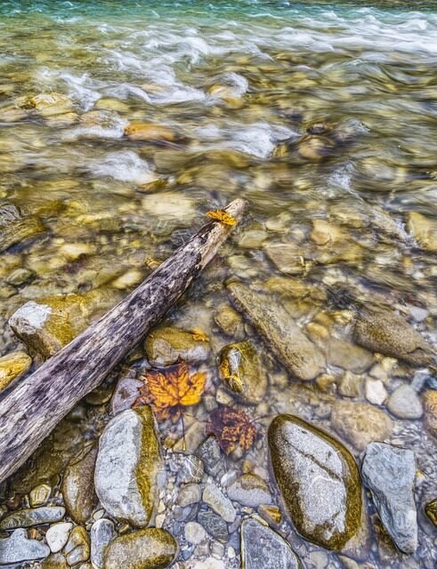 water, flow, stones