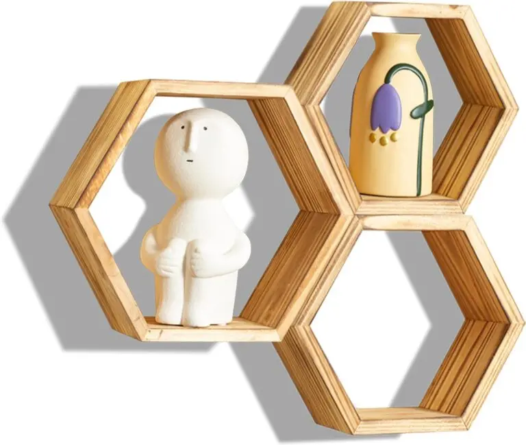 increased fire hexagon floating shelves wood honeycomb shelves review