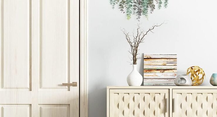 artificial eucalyptus greenery hanging wall decor vines plants with wooden stick farmhouse rustic boho for bedroom livin 1