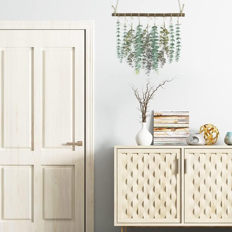 artificial eucalyptus greenery hanging wall decor vines plants with wooden stick farmhouse rustic boho for bedroom livin 1