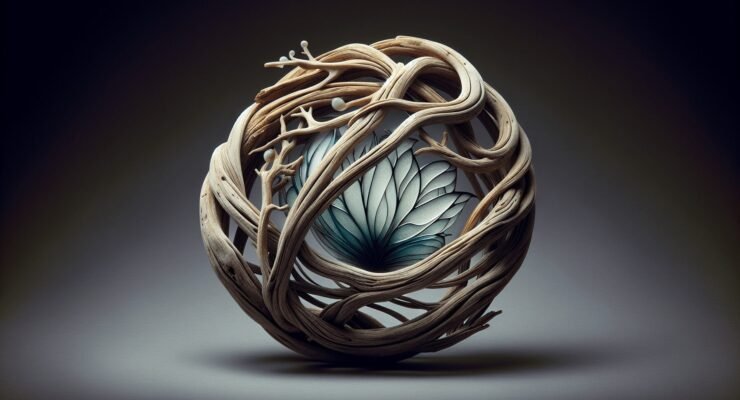 driftwood and glass art 1