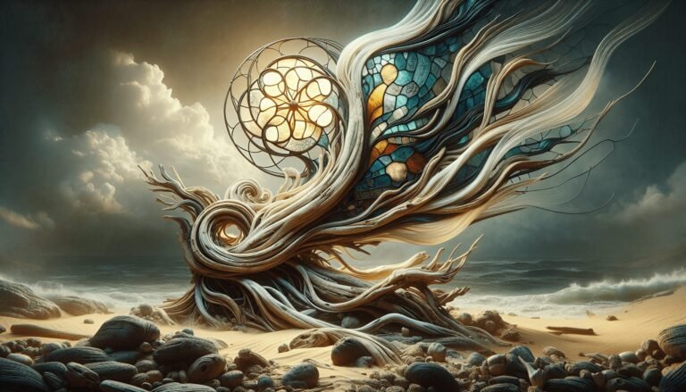 driftwood and stained glass art 3