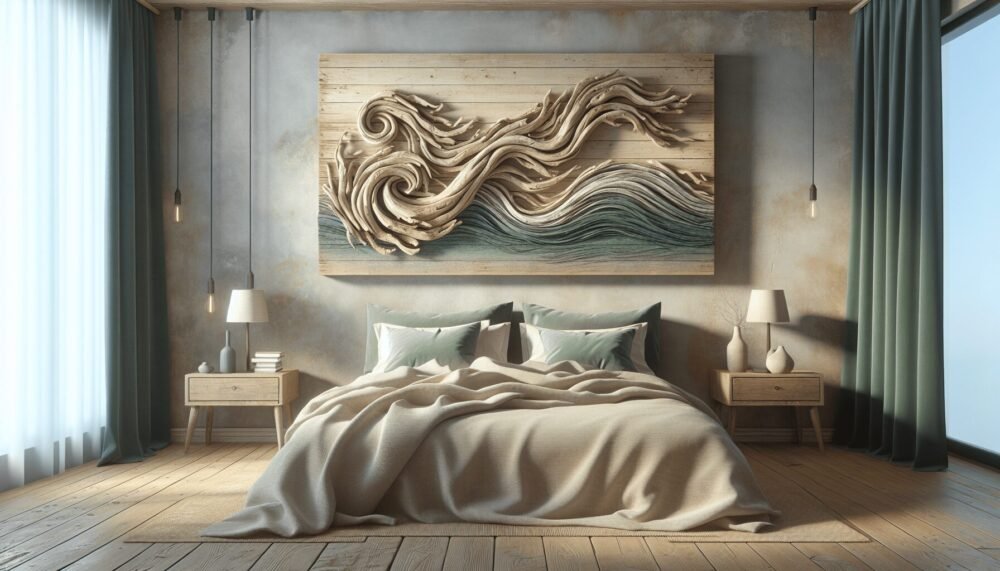 Driftwood Art Above Bed Driftwood Art Above Bed