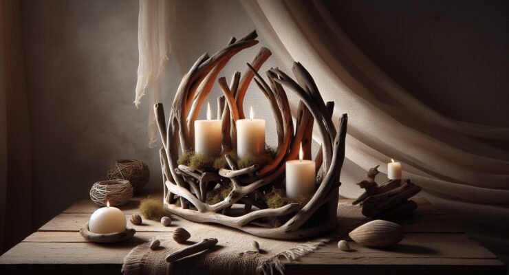 driftwood art candle holders 3
