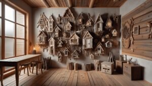 driftwood art hanging house
