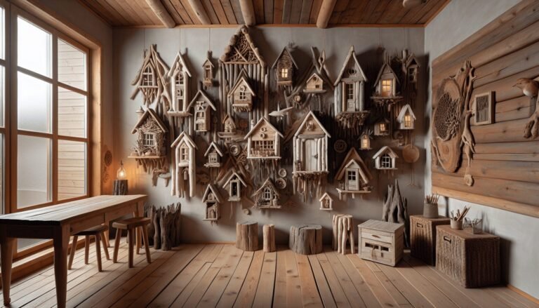 driftwood art hanging house