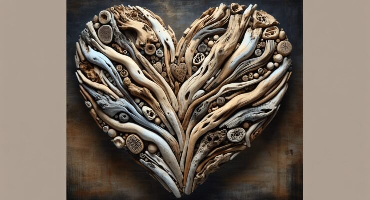 driftwood art heart