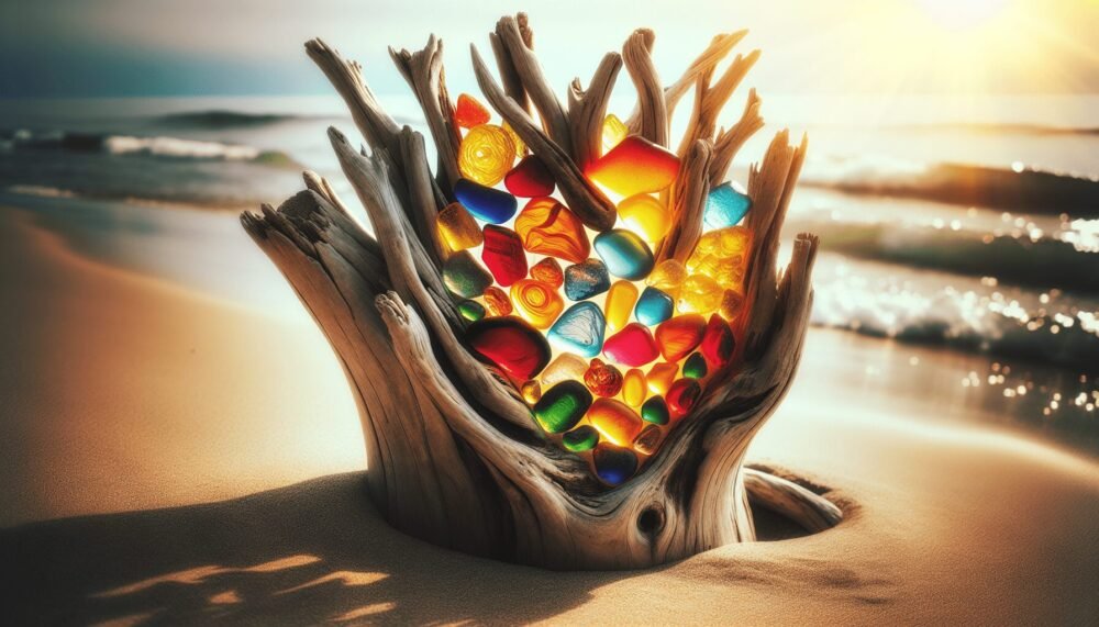 Driftwood Beach Glass Art Driftwood Beach Glass Art