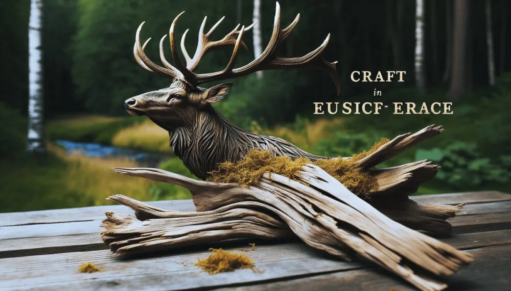 European Deer Mount On Driftwood