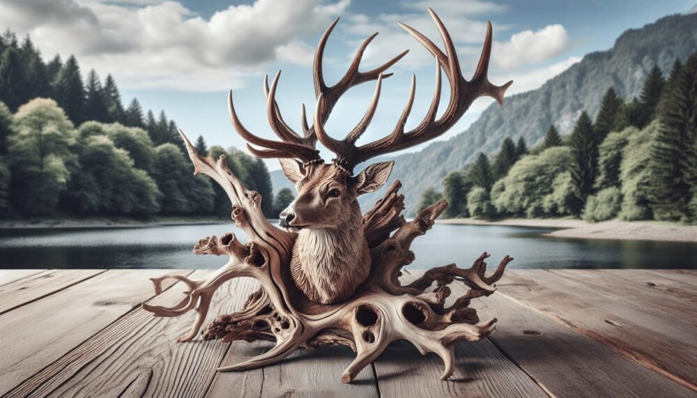 European Deer Mount On Driftwood European Deer Mount On Driftwood