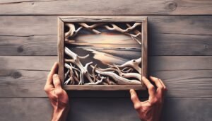 driftwood art in frame 1