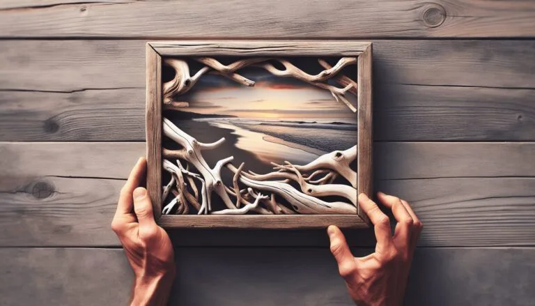 driftwood art in frame 1