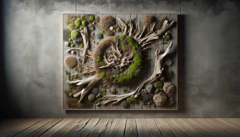 moss and driftwood wall art