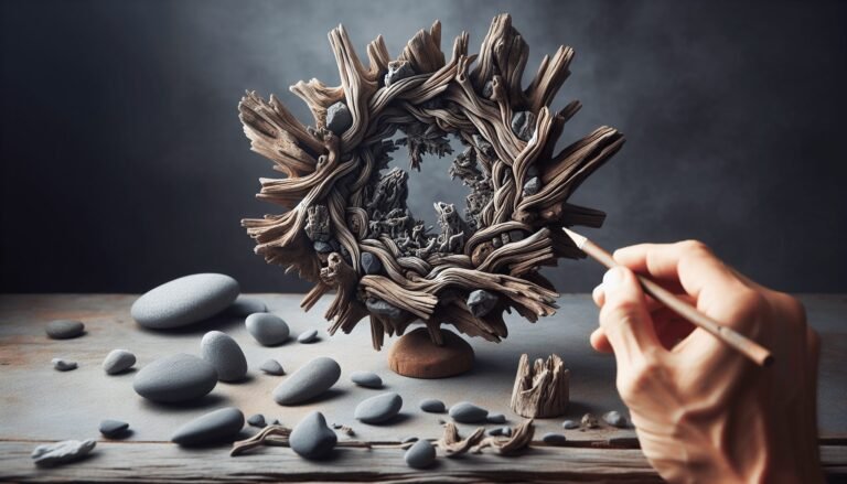 rock and driftwood art