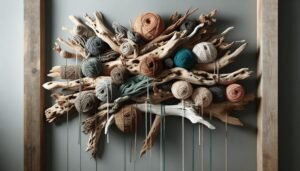 driftwood and yarn wall art 1