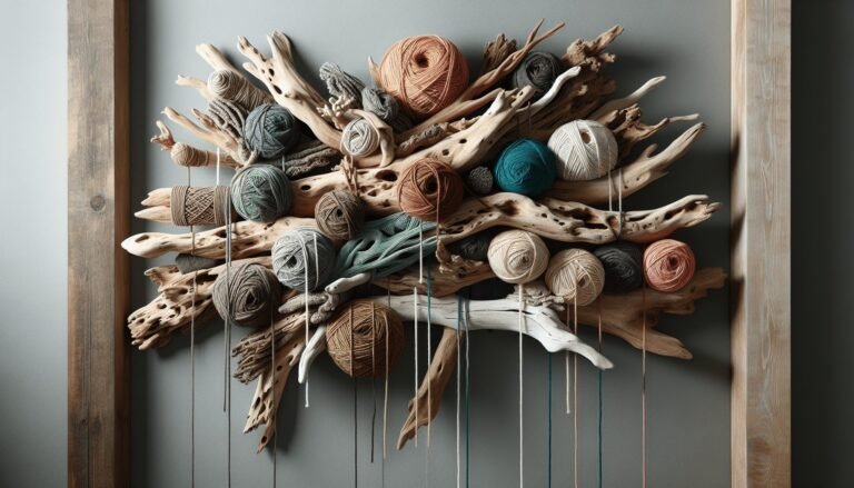 driftwood and yarn wall art 1