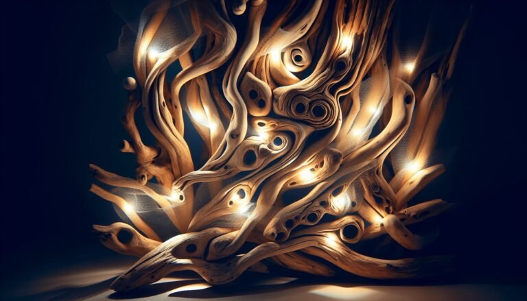 driftwood art with lights