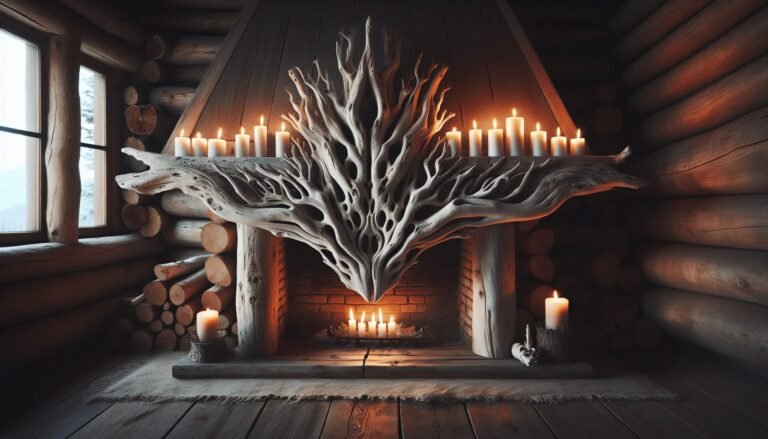driftwood fireplace mantle