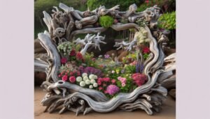 driftwood flower bed
