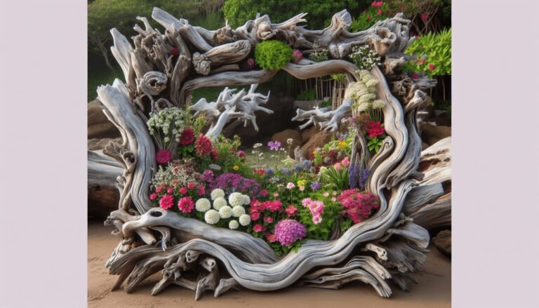 driftwood flower bed