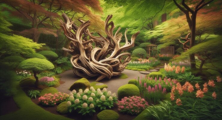 driftwood yard art gardens